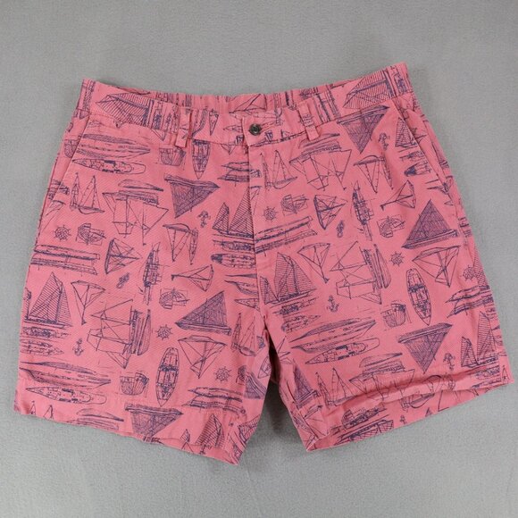 Polo Ralph Lauren Shorts 34 Pink Chino Sailboat Print Classic Fit 6" Inseam Mens - Picture 1 of 7